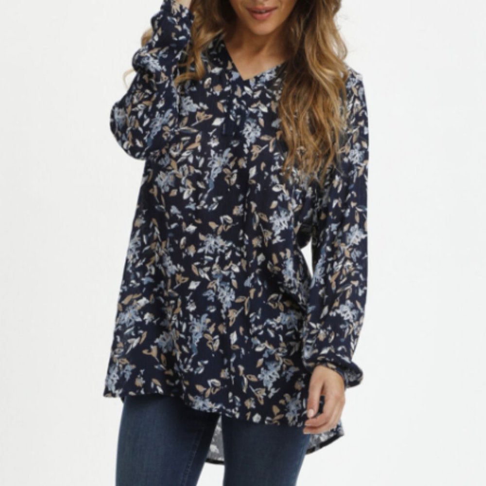 Kaffe Danish Design Anneli Floral Tunic Long Sleeve Peasant Top